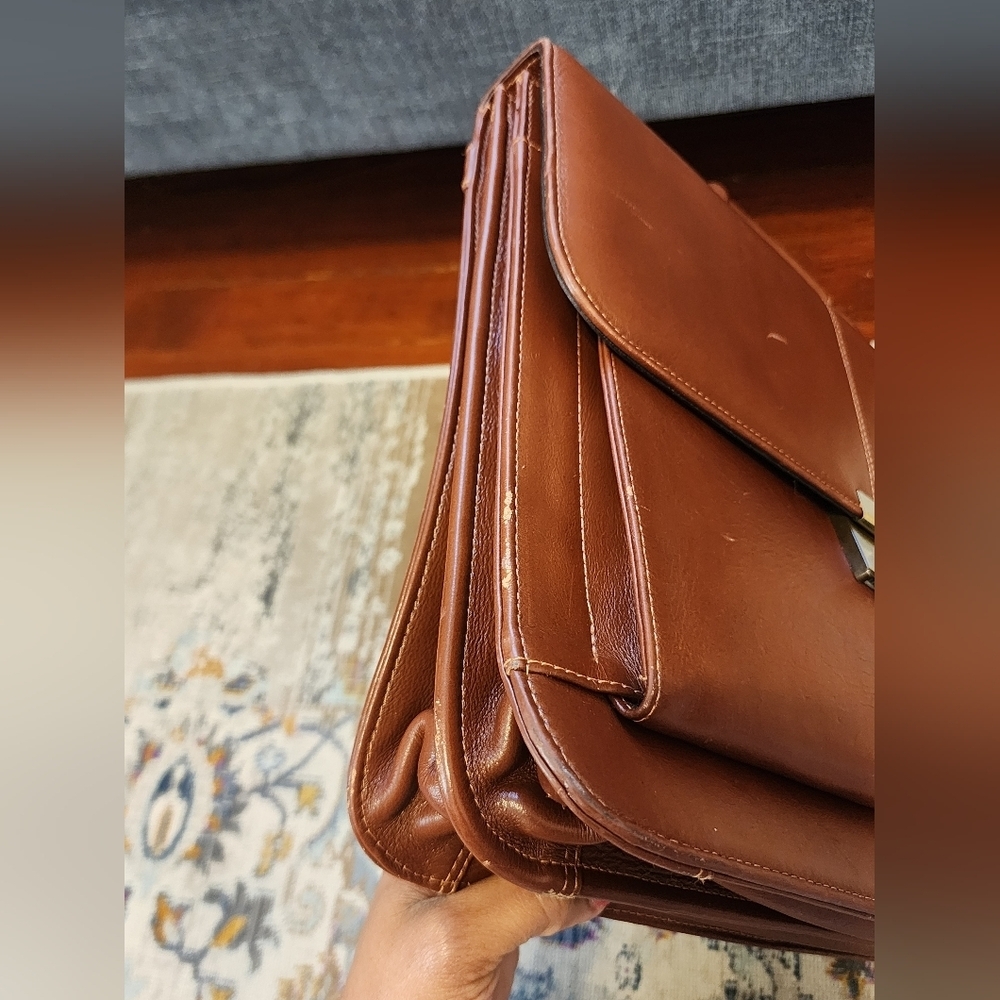 Vintage 1907 Brown 100% Leather Briefcase - Picture 9 of 15
